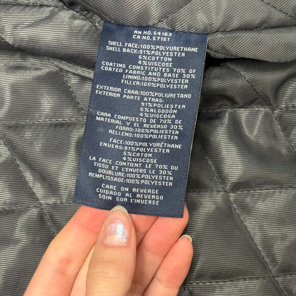 Dockers Gray Mens 2XLT Faux Leather Diamond Quilt Lined Zip Up Bomber Jacket EUC - Picture 5 of 9